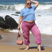 Russian actress Niura Koshkina in a photo shoot on the beach.