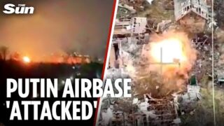 Ukraine drones ‘hit key Russian airbase’ as vids show huge flames lighting up night sky
