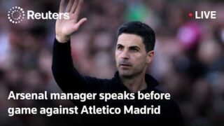 LIVE: Soccer team Arsenal speaks before game against Atletico Madrid