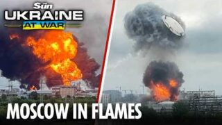 Putin’s prized oil depot explodes into huge fireball as Moscow blitzed with biggest attack yet