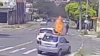 Moto Pega Fogo Após Colisão com Carro em Campinas